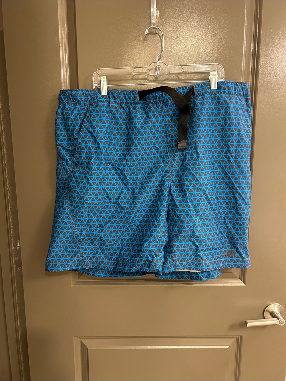 North Face Men's Blue Geometric Active Shorts Size XXL